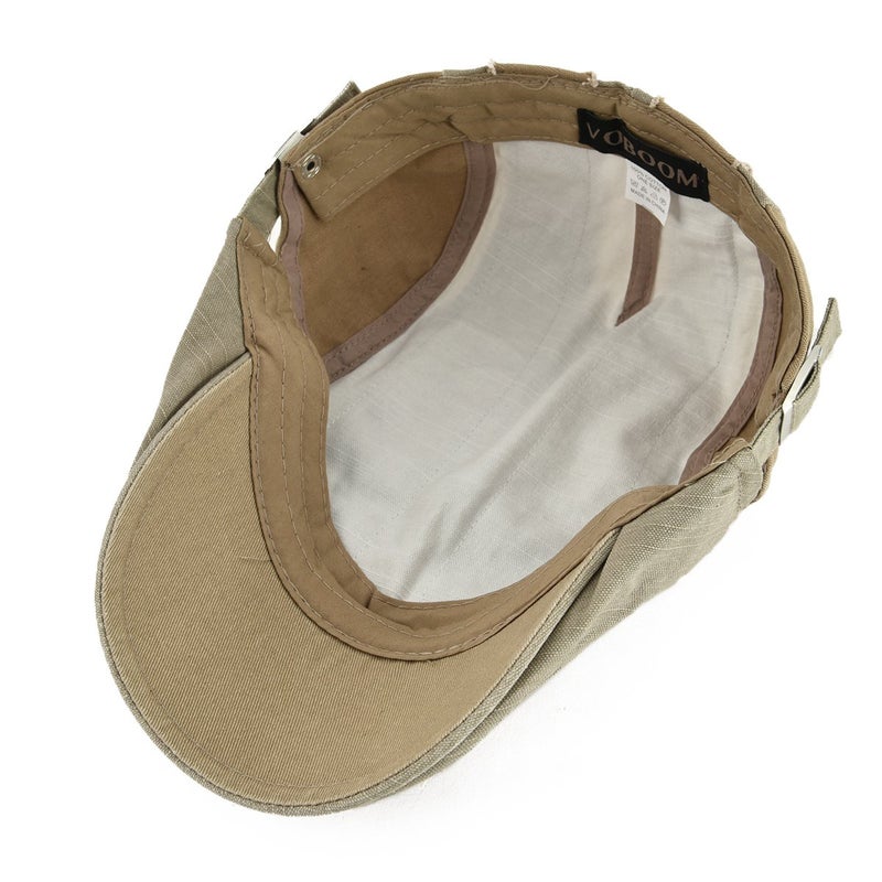 VOBOOM 100% Cotton Distressed Ivy Newsboy Caps Cabbie Gatsby Hat (Khaki) - Image 5